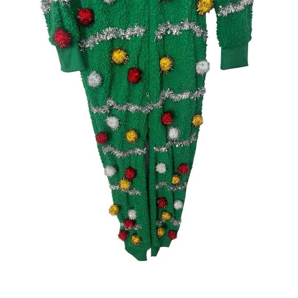 Tipsy Elves Christmas Tree Jumpsuit Unisex L Green Holiday One Piece Festive - Picture 3 of 6